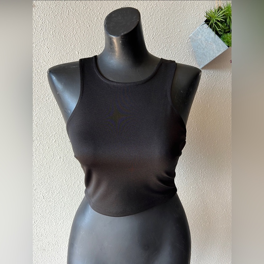Forever 21 Like New Black Crop High Neck Blouse Size Small Sexy Party Date Night